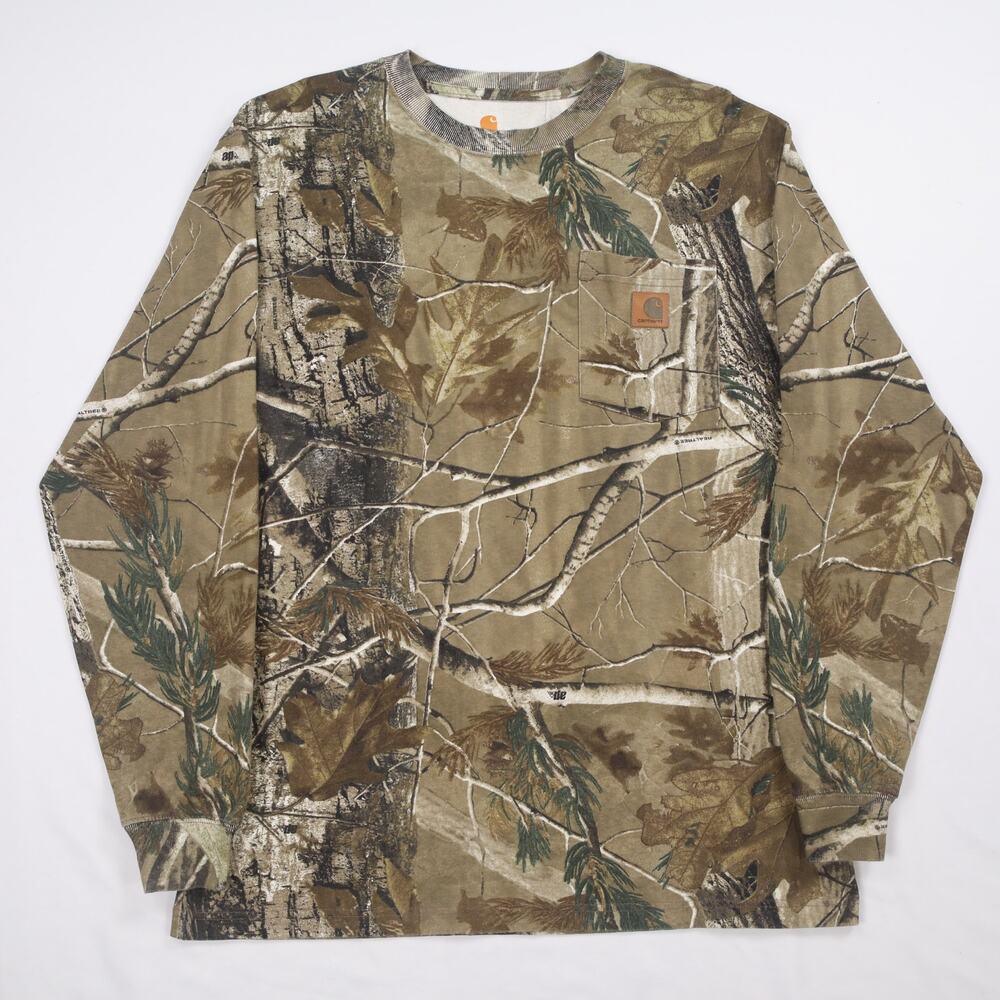 Vintage Carhartt K285 CAP Realtree Camo Cotton Long Sleeve Pocket Shirt Medium